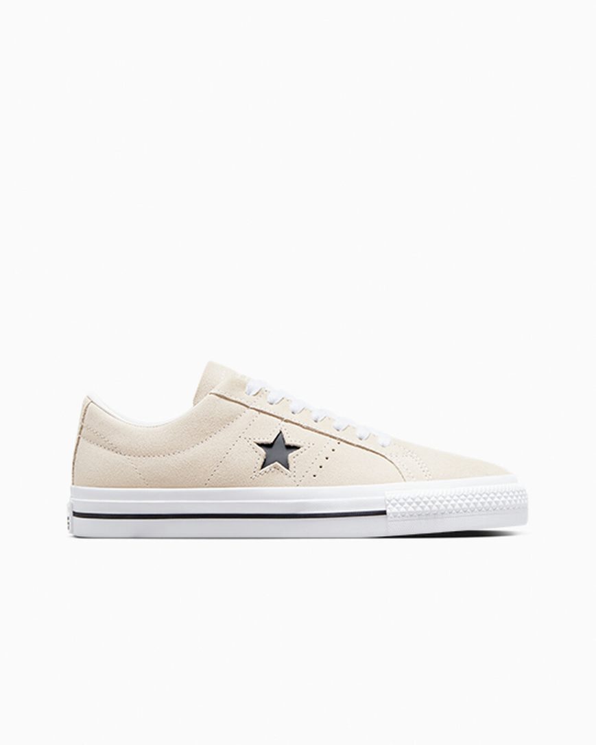 Dámské Skate Boty Converse CONS One Star Pro Semišové Béžový Bílé Černé | CZ TFYO45